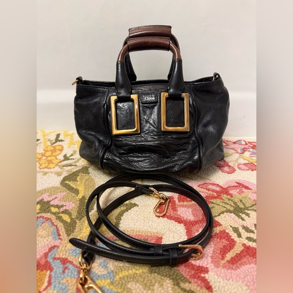 Chloe Handbags - Vintage CHLOE Ethel Satchel Bag in Black Tumbled Lambskin Leather Black